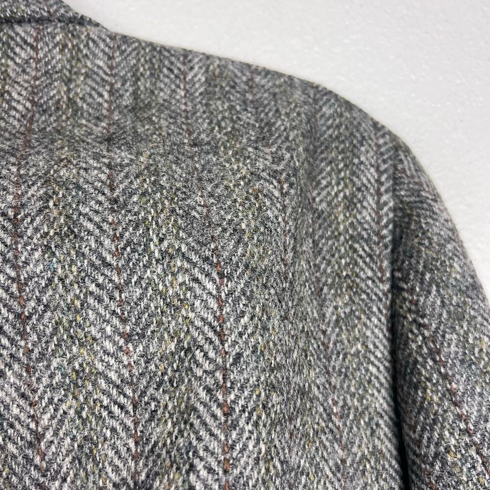 Harris Tweed Gray Herringbone Wool Blazer Sport Coat by Mawest Size Approx 40R - Picture 6 of 12